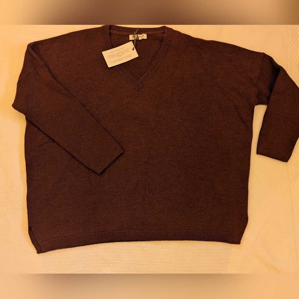 Kettlewell Colours Evie Oversized Merino V Neck Sweater, Size "LL" (US XL-XXL)